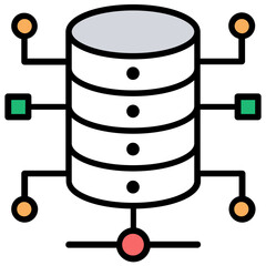 
Database mainframe connected to multiple computer screens, data mining and patterns icon
