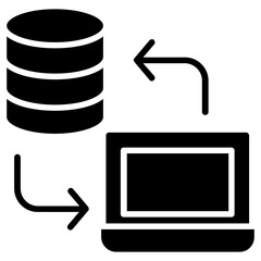 
Database mainframe connected to multiple computer screens, data mining and patterns icon
