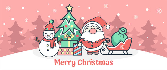 merry christmas banner pastel color flat design