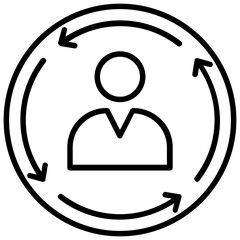 
Customer avatar with rotating arrows defining user behaviour prediction concept
