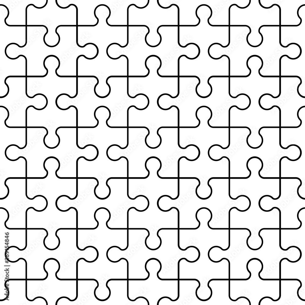 Poster seamless transparent jigsaw puzzle pattern. puzzle with different types of details and the ability t