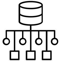 
Database mainframe connected to multiple computer screens, data mining and patterns icon
