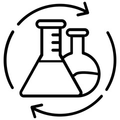 
A chemical flask with gear wheels presenting research experiment icon
