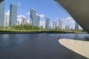 Naklejka premium 韓国の計画都市：松島新都市（New Songdo City）