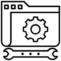 cog showing technical support icon concept 
