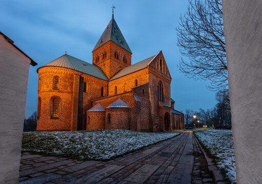 Sct. Bendt's church in Ringsted Denmark at winter time