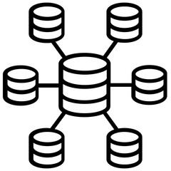 
Database mainframe connected to multiple computer screens, data mining and patterns icon
