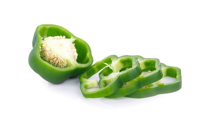 Green bell pepper isolated on white background