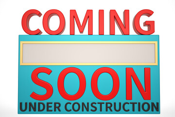 3D coming soon brand Isolated On White Background, 3D rendering. 3D illustration.