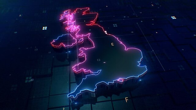 United kingdom map Digital background Loop 4k 