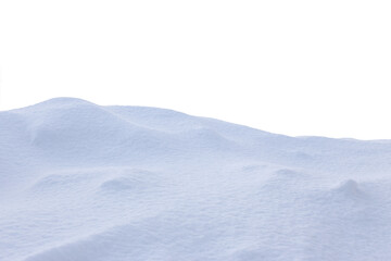Fototapeta na wymiar A large beautiful snowdrift isolated on white background.Winter snow background. A big snow drift