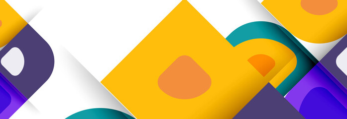 Fototapeta premium Set of vector modern geometric abstract backgrounds with repeating abstract round shapes patterns and shadow effects