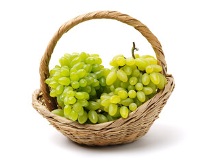 Green grapes on white background