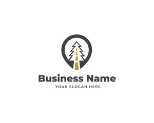 Creative map tree road logo vector