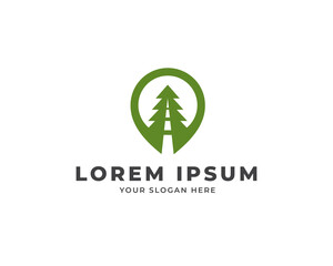 Creative map tree road logo vector