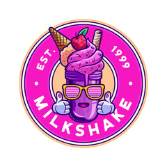 Milkshake character badge illustration