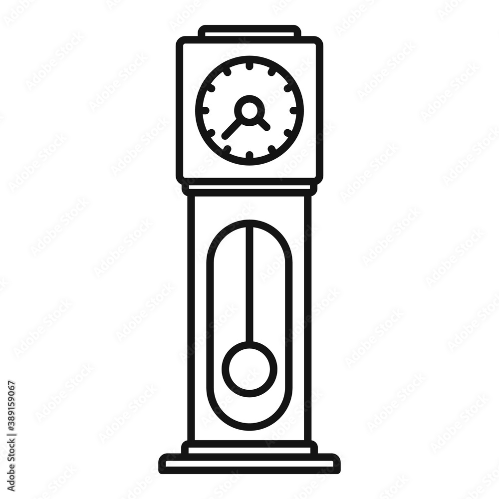 Poster antique pendulum clock icon. outline antique pendulum clock vector icon for web design isolated on w