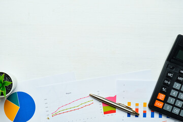 Business concept with graphs and reports copy space
