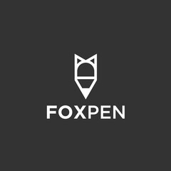 abstract fox logo. pen icon