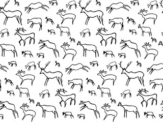 Obraz premium Primitive rock painting. Vector drawing