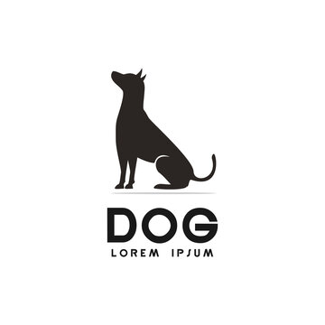 sitting dog logo design vector template silhouette icon