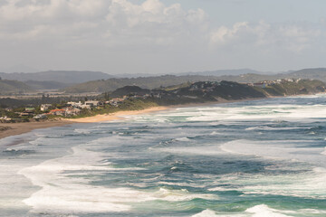 landscape view of Wilderness beach and residential area in the Garden Route of the Western Cape, South Africa