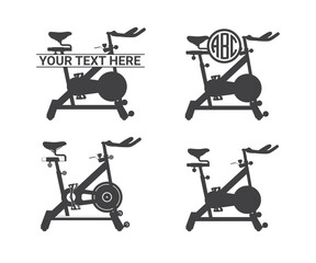 Spin Bike vector, Spin Bike Clipart, Spin Bike Silhouette,, Bicycle Exercise Equipment vector outline is drawn, Cycloergometer symbol Icon design, Cycloergometer icon set.