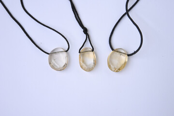 Citrine Yellow Quartz Necklace on White Background