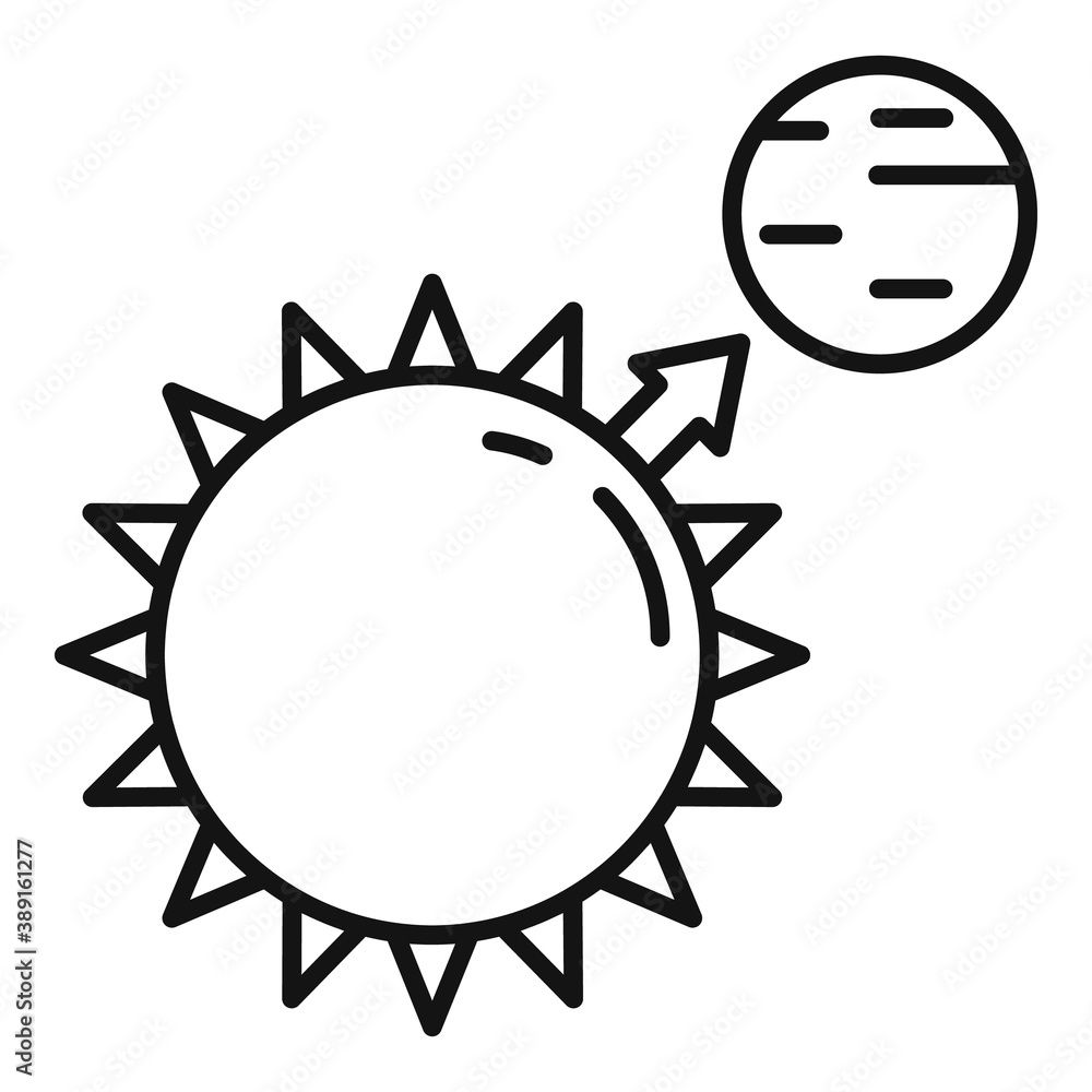 Poster sun planet gravity icon. outline sun planet gravity vector icon for web design isolated on white bac