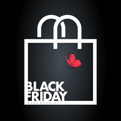 Black Friday shopping concept. Black paper, bag icon, banner, template, isolated on black background. Vector illustration.
Flower, red, gift, sale, fashion, shop, icon.