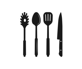Spoon Icon, Vector cutlery set, Spoon Symbol, cutlery Design. Spoon Silhouette, Spoon frames line icon set. Black vector illustration on white background.