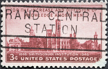USA - Circa 1946: a postage stamp printed in the US showing the Smithsonian Institution and the words, 