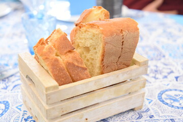 Fresh Bread in a Wooden Box