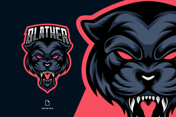 angry blue panther head mascot esport logo for game team illustration © eryusan