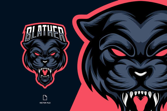 angry blue panther head mascot esport logo for game team illustration