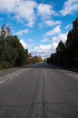 Empty street during a lockdown on an otherwise busy road during the corona crisis