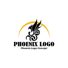 simple black phoenix design logo
