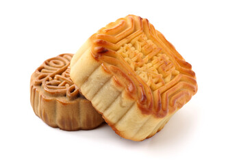 Mooncakes isolated on white background for Mid-Autumn Festival or Mooncake 