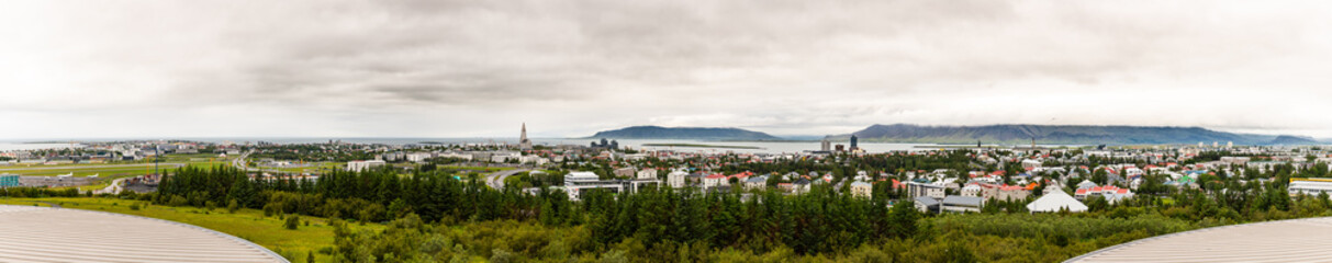 Naklejka na ściany i meble Reykjavik panorama shot from the Perlan observation deck