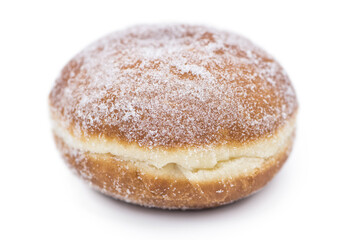 Berliner Doughnuts as detailed close-up shot isolated on white background (selective focus)