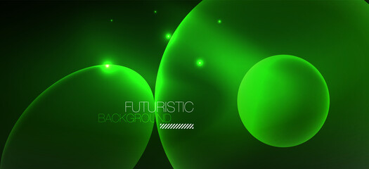 Neon ellipses abstract backgrounds. Shiny bright round shapes glowing in the dark. Vector futuristic illustrations for covers, banners, flyers and posters and other