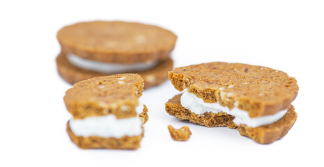 Hazelnut Cream Cookies isolated on white background