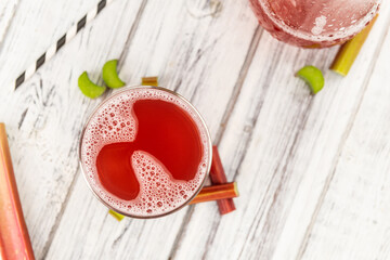 Rhubarb Spritzer (close up shot; selective focus)