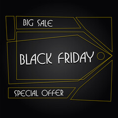 Black friday big sale. Black background and yellow borders. AI vector.