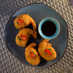 Thai fried prawn and dipping sauce
