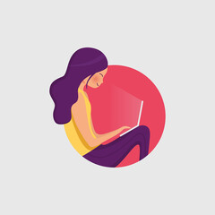 Illustration of a woman working on her laptop