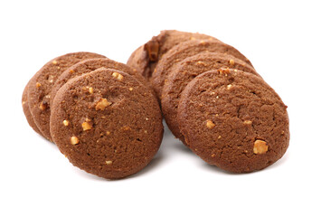 Chocolate homemade pastry cookies isolated on white background 