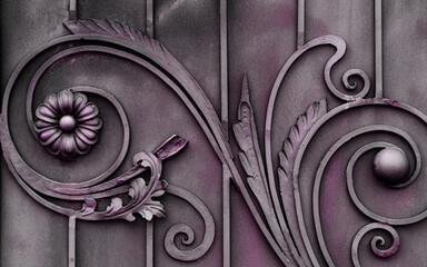 Decorative forged elements of modern metal gates