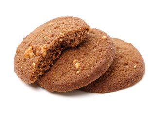 Chocolate homemade pastry cookies isolated on white background 