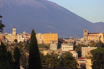 Fototapeta na wymiar Pontecorvo, Italy - October 30, 2020: The river city seen from the Passionist convent